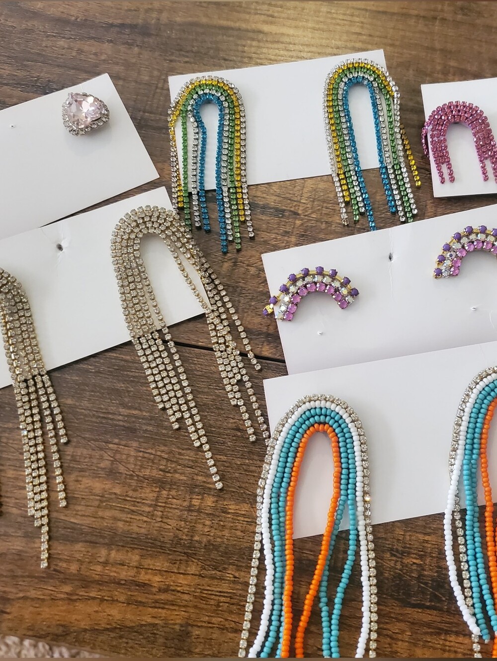 Multicolor Beaded Fringe Drop Earrings Set Of 6